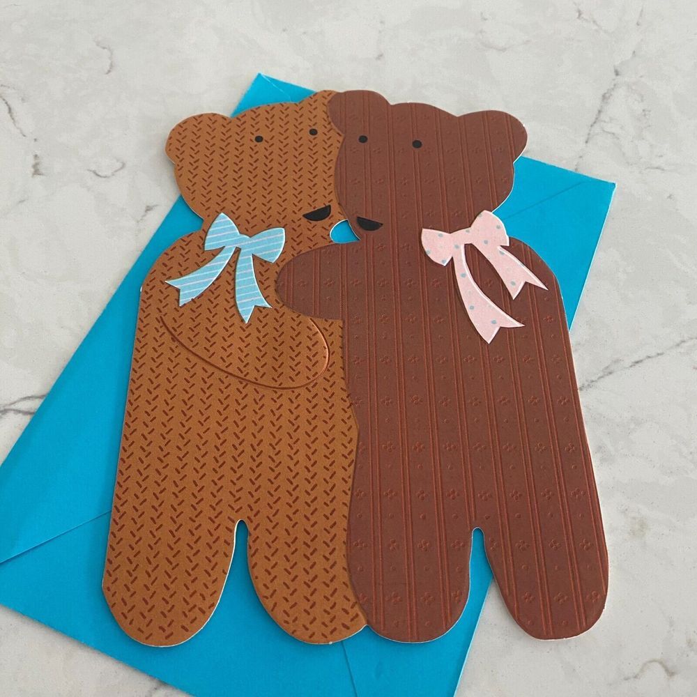 Hallmark Happy Birthday Friends Bear Hugging Papercut Folded Greeting Card